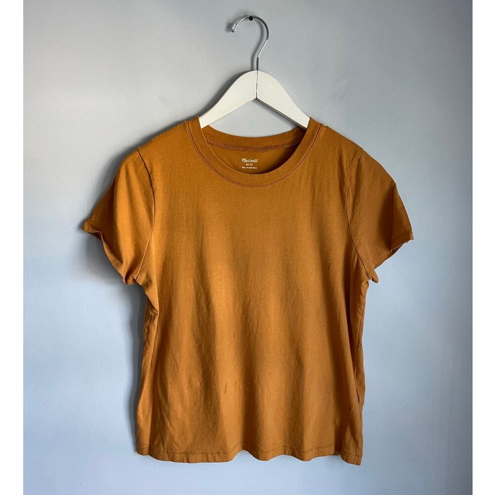 Madewell Mustard Yellow 100% Cotton T Shirt Basic Wardrobe staple Indie Twee Med